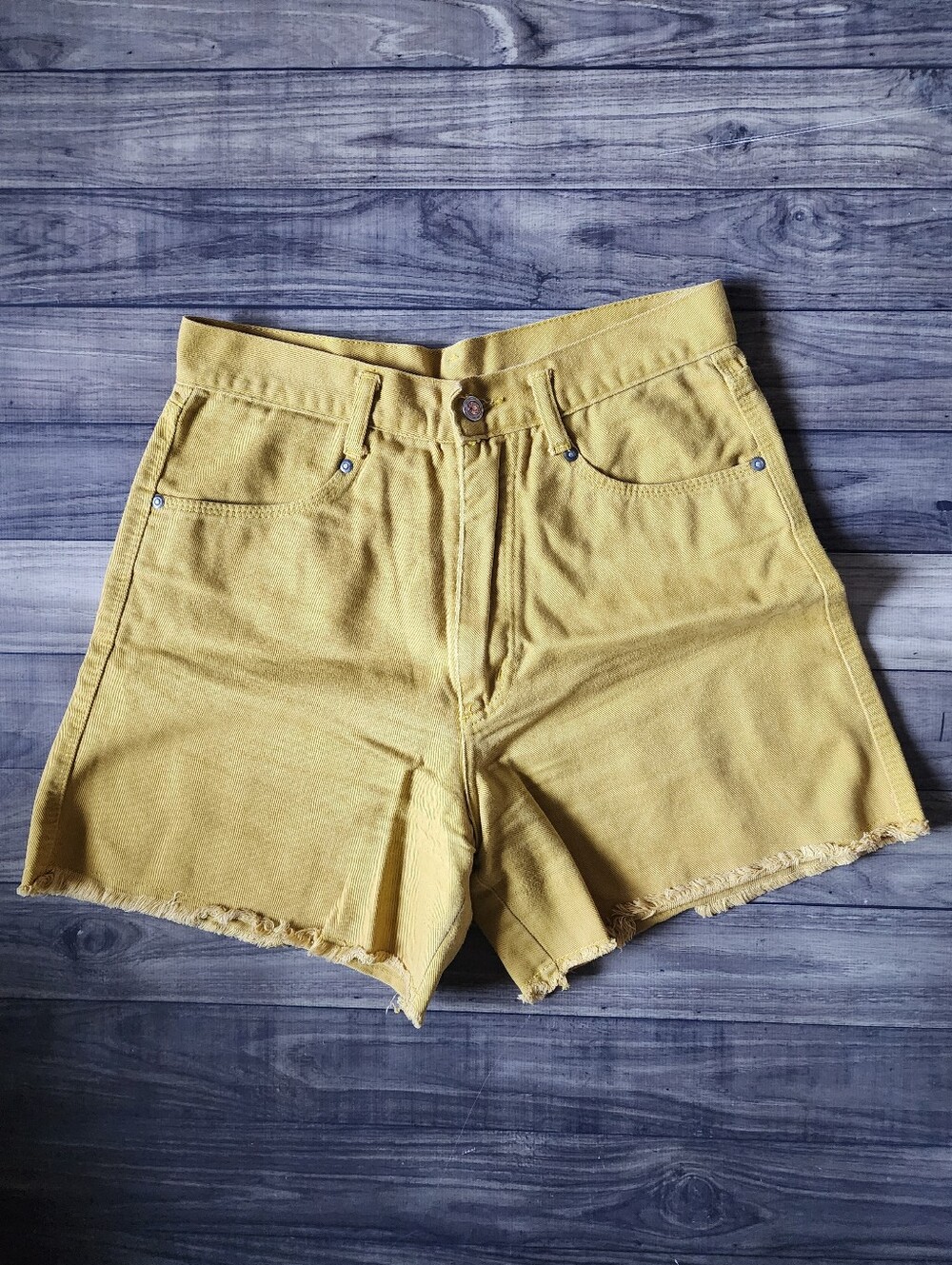 High-Rise Yellow Denim Women’s Shorts